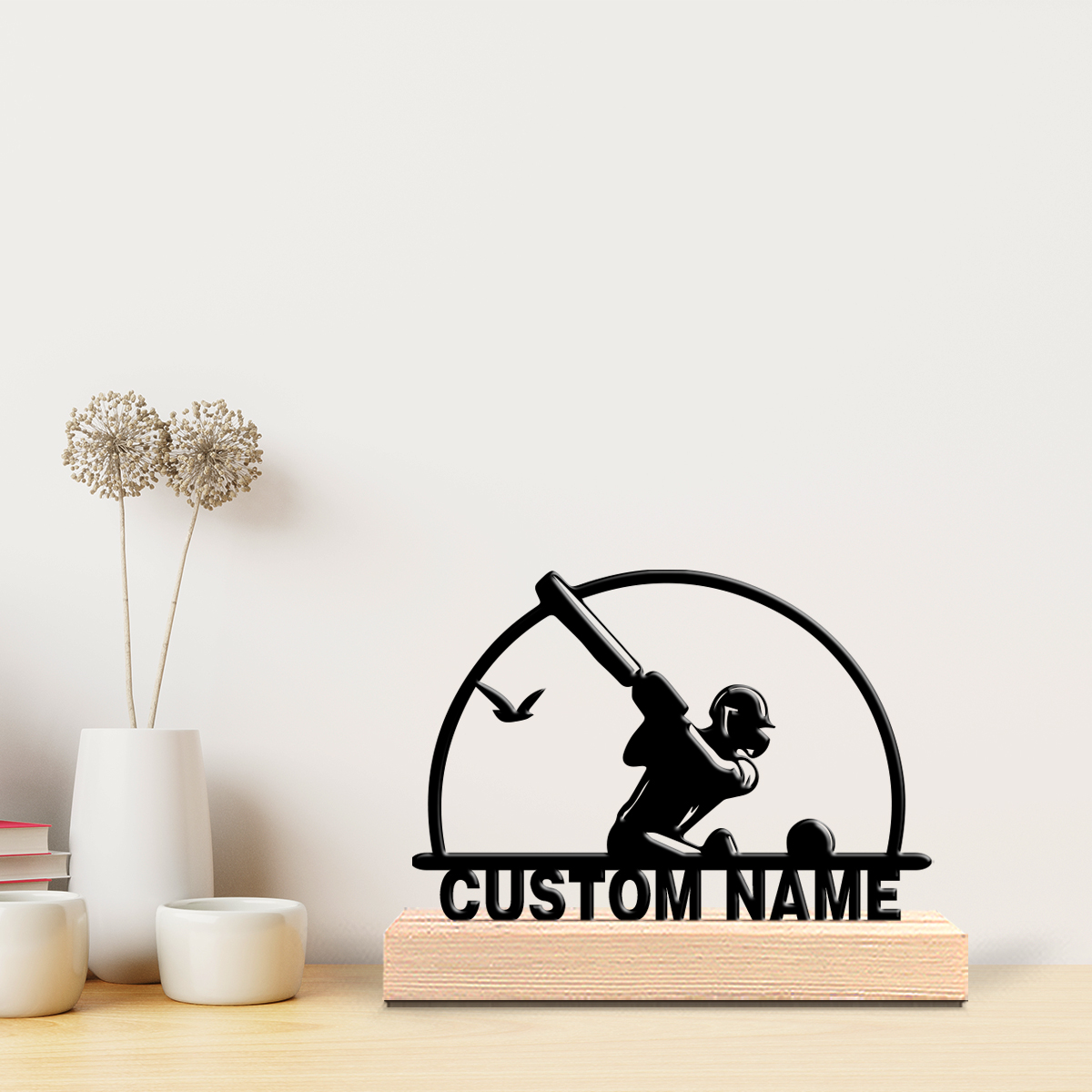 Engraved Wood Frame - 1pc Personalized Custom Baseball Metal Statues