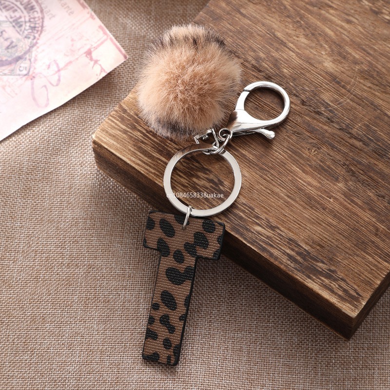 Fashion Leopard English Alphab - Monogram Keychain Leather 리뷰 및 가격