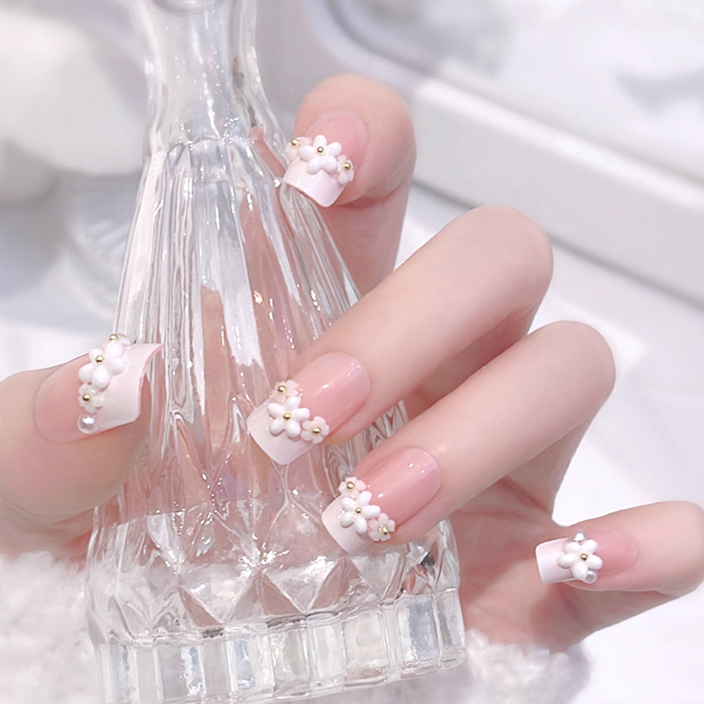 24pcs Medium Long Acrylic Fake - Pressed Flower Art 리뷰 및 가격