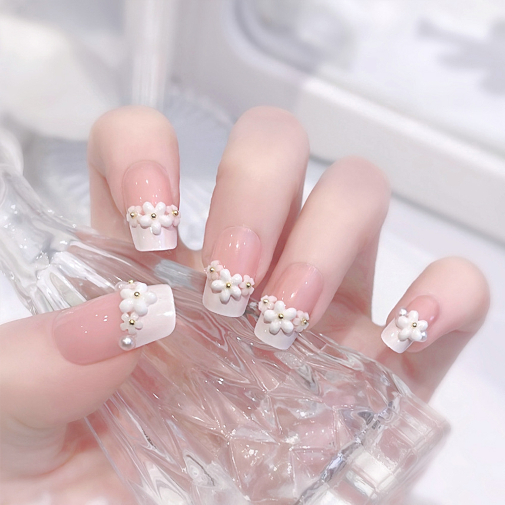 24pcs Medium Long Acrylic Fake - Pressed Flower Art 리뷰 및 가격