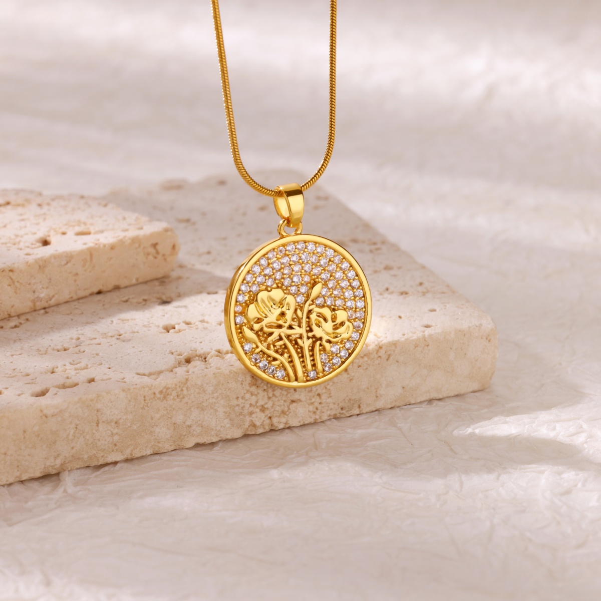Zircon Flower Necklaces For Wo - Birth Flower Necklace 리뷰 및 가격