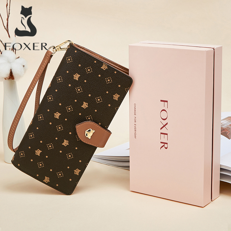 FOXER Women Long Wallet Card & - Monogram Keychain Leather 리뷰 및 가격