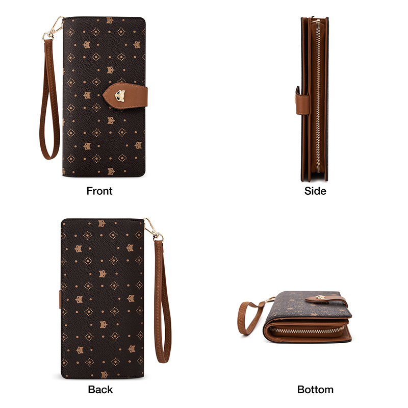 FOXER Women Long Wallet Card & - Monogram Keychain Leather 리뷰 및 가격