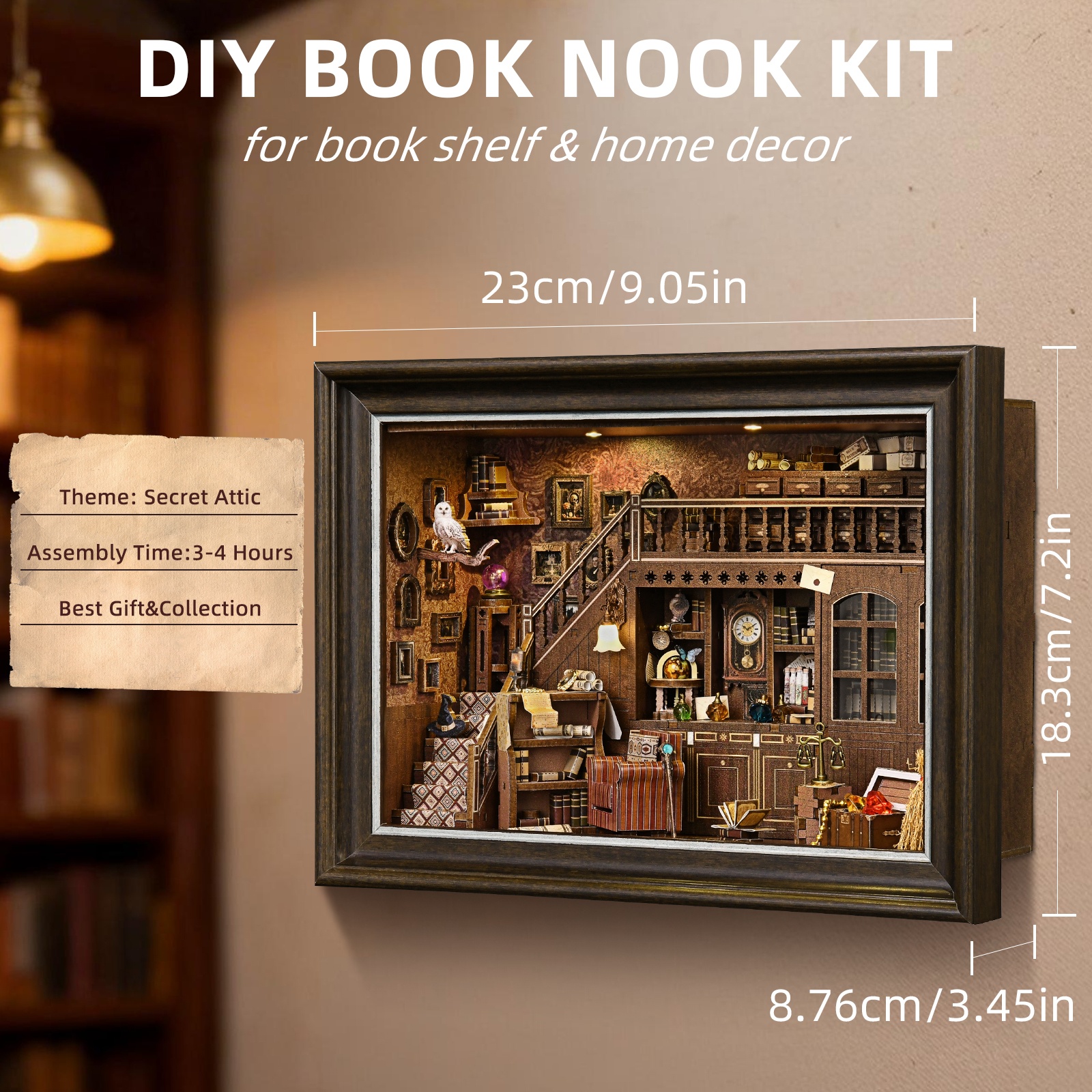 Book Nook Kit Secret Attic DIY - Engraved Wood Frame 리뷰 및 가격