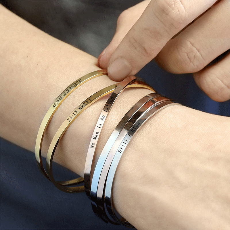 Custom Phrase Cuff Bracelets f - Coordinates Bracelet 리뷰 및 가격
