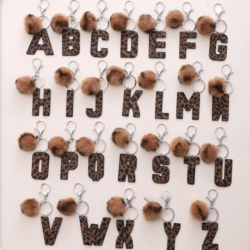 A-M Fashion Leopard Alphabet A - Monogram Keychain Leather 리뷰 및 가격