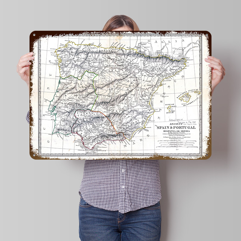 Ancient Map of Spain and Portu - Custom Map Poster 리뷰 및 가격