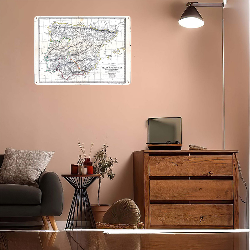 Ancient Map of Spain and Portu - Custom Map Poster 리뷰 및 가격