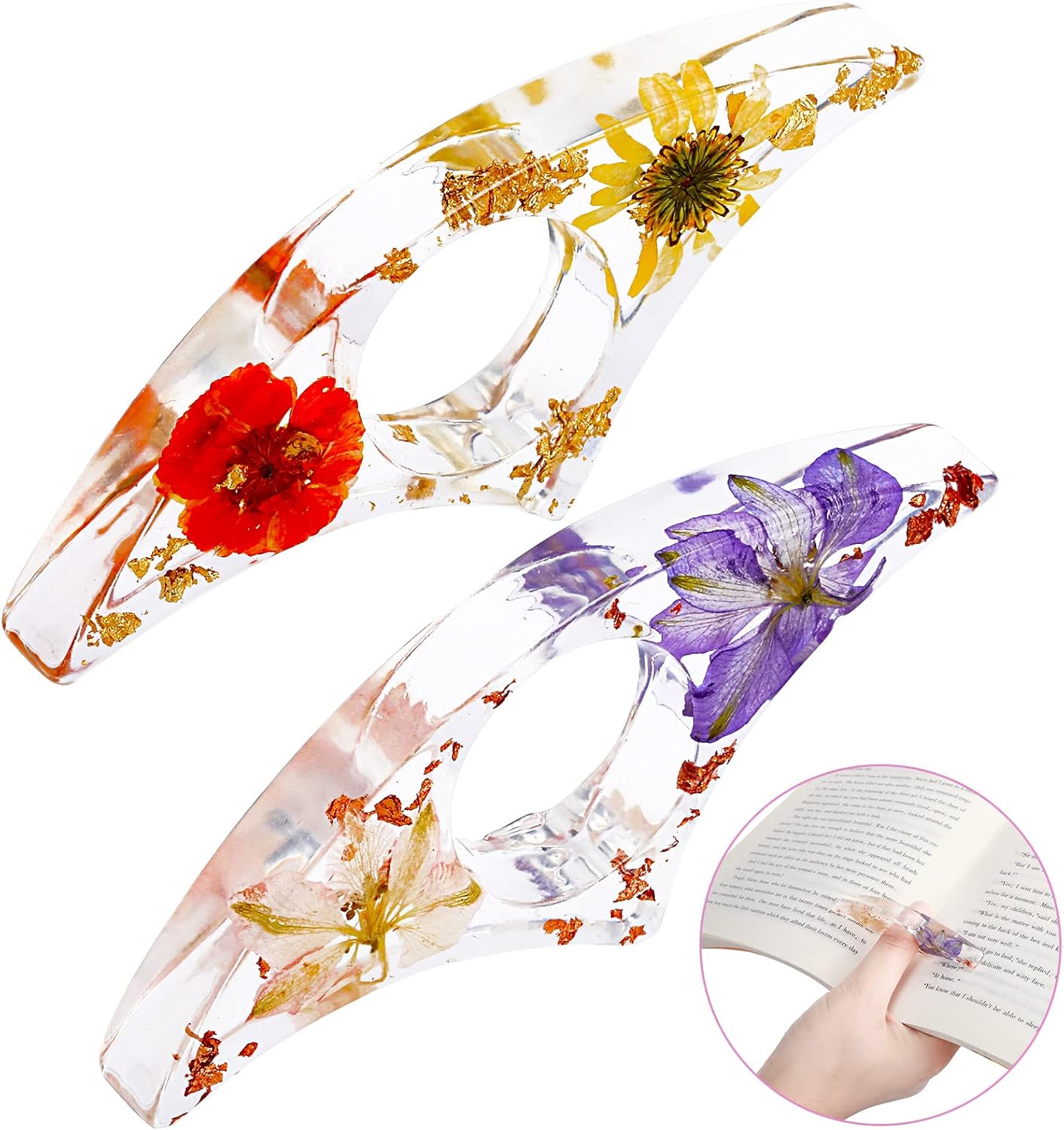 2 Pcs Dried Flower Resin Book  - Dried Flower Bookmark 리뷰 및 가격