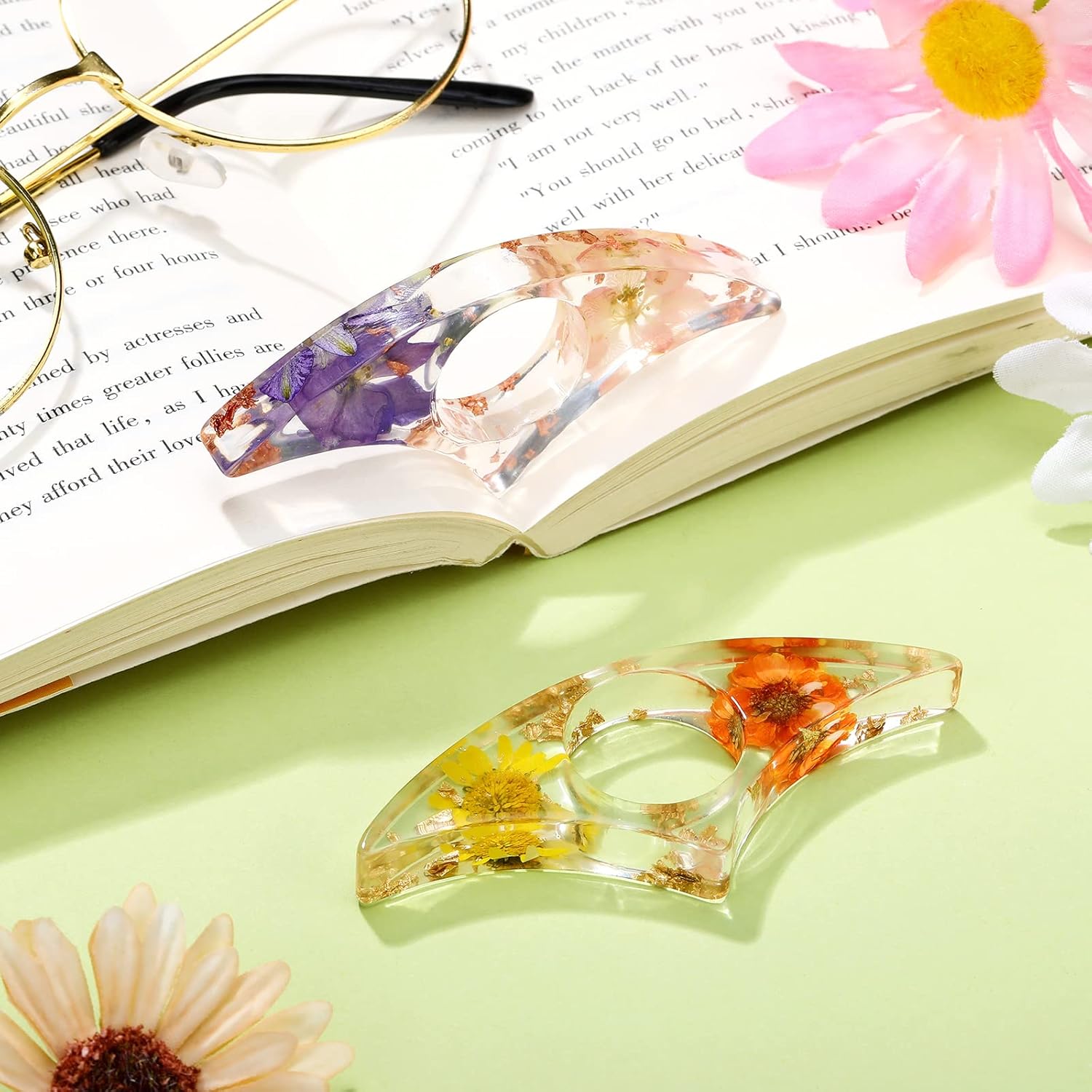 2 Pcs Dried Flower Resin Book  - Dried Flower Bookmark 리뷰 및 가격