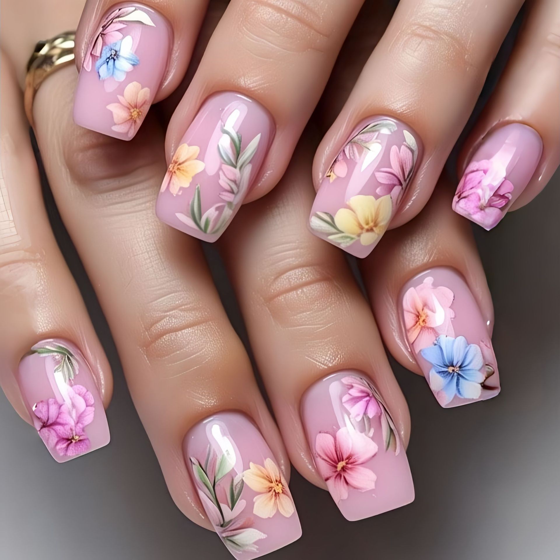 Medium fake nails for women gi - Pressed Flower Art 리뷰 및 가격