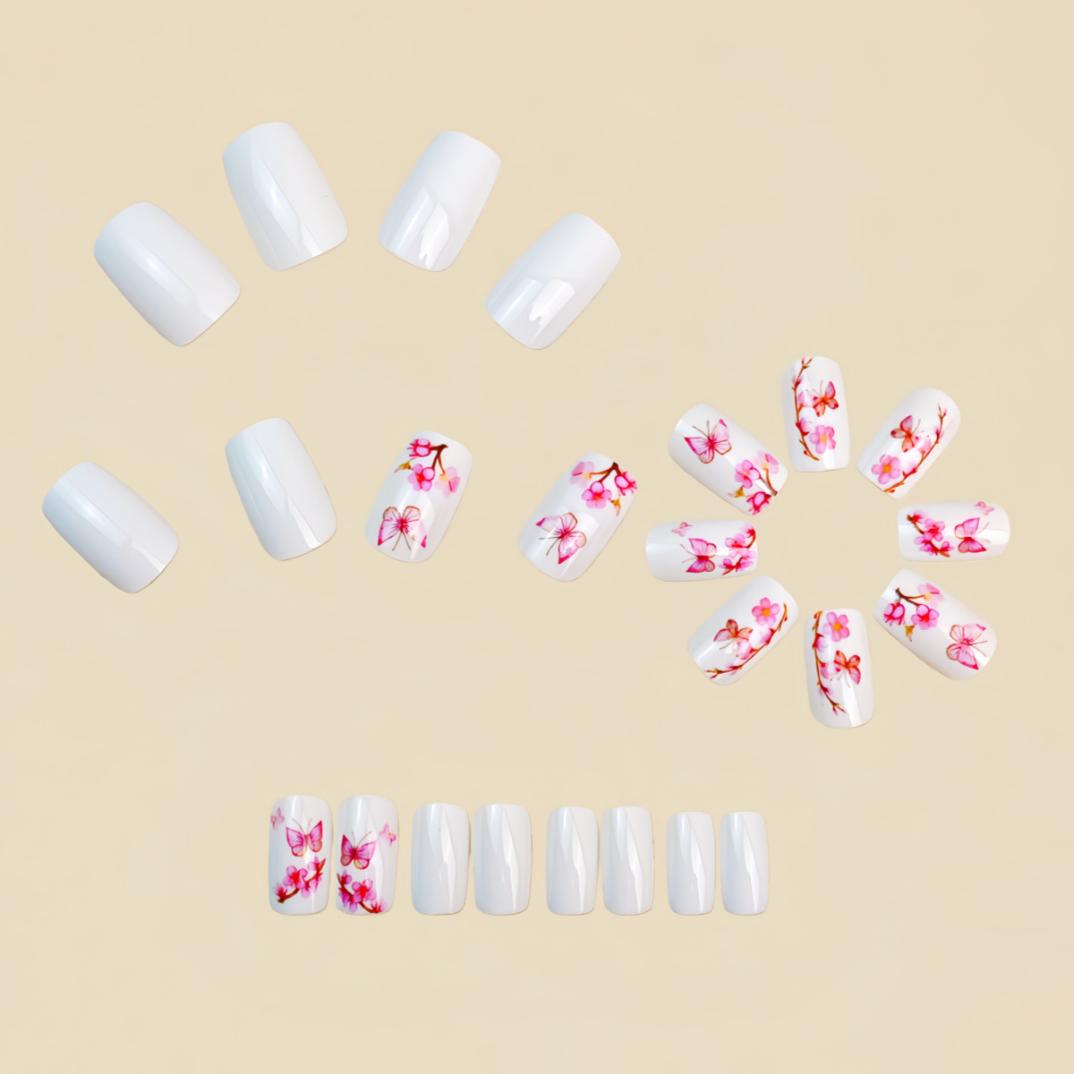 Medium fake nails for women gi - Pressed Flower Art 리뷰 및 가격