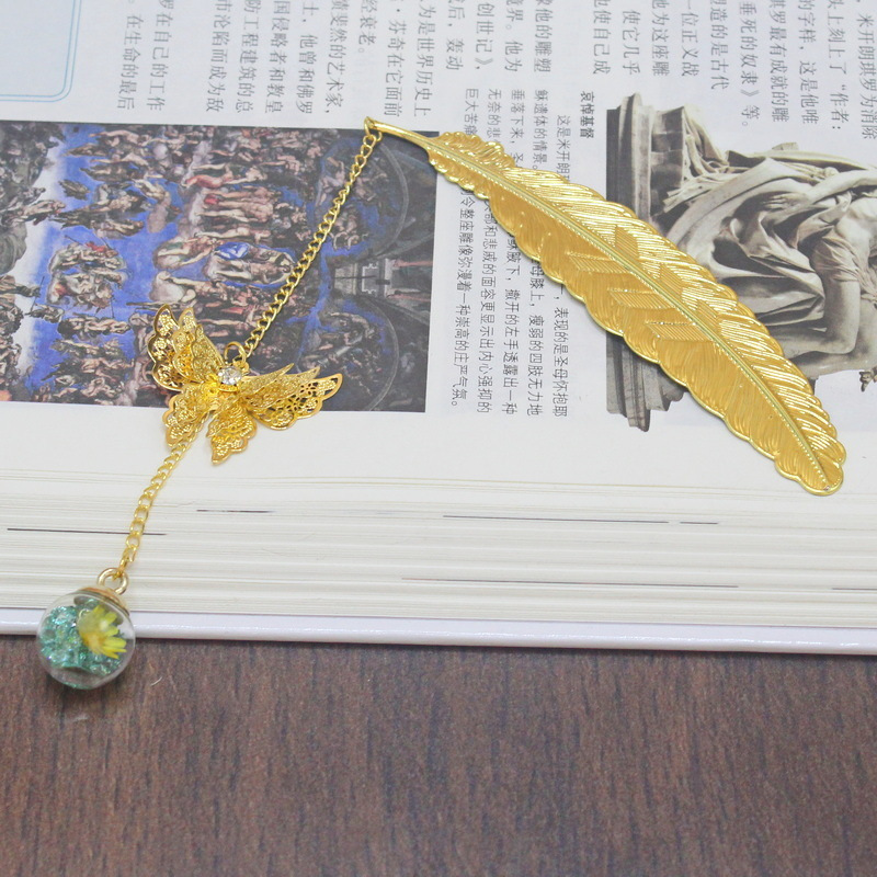 1pc Chinese Style Metal Feathe - Dried Flower Bookmark 리뷰 및 가격