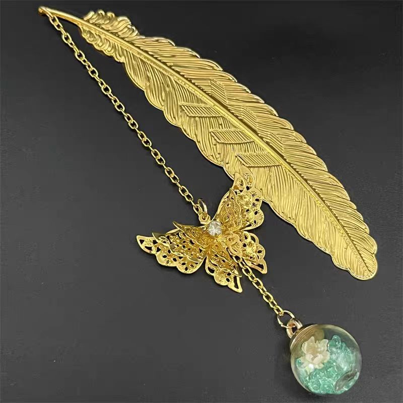 1pc Chinese Style Metal Feathe - Dried Flower Bookmark 리뷰 및 가격