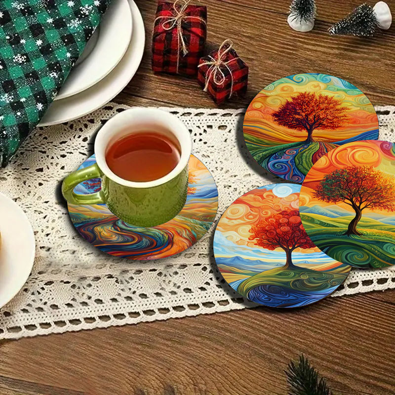 4 tree print coasters, suitabl - Family Tree Print 리뷰 및 가격