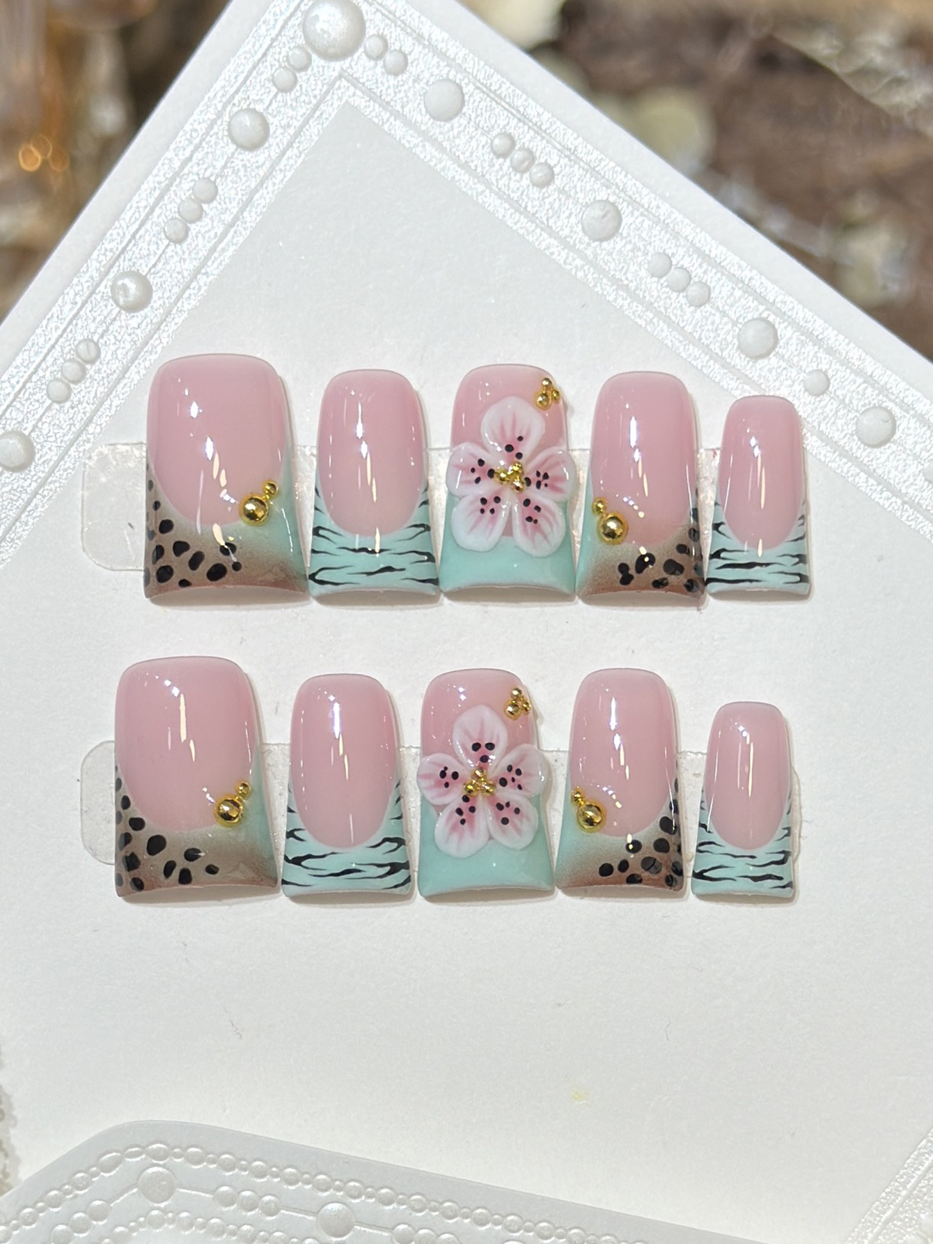 10pcs Press on Nails Duck Mout - Pressed Flower Art 리뷰 및 가격