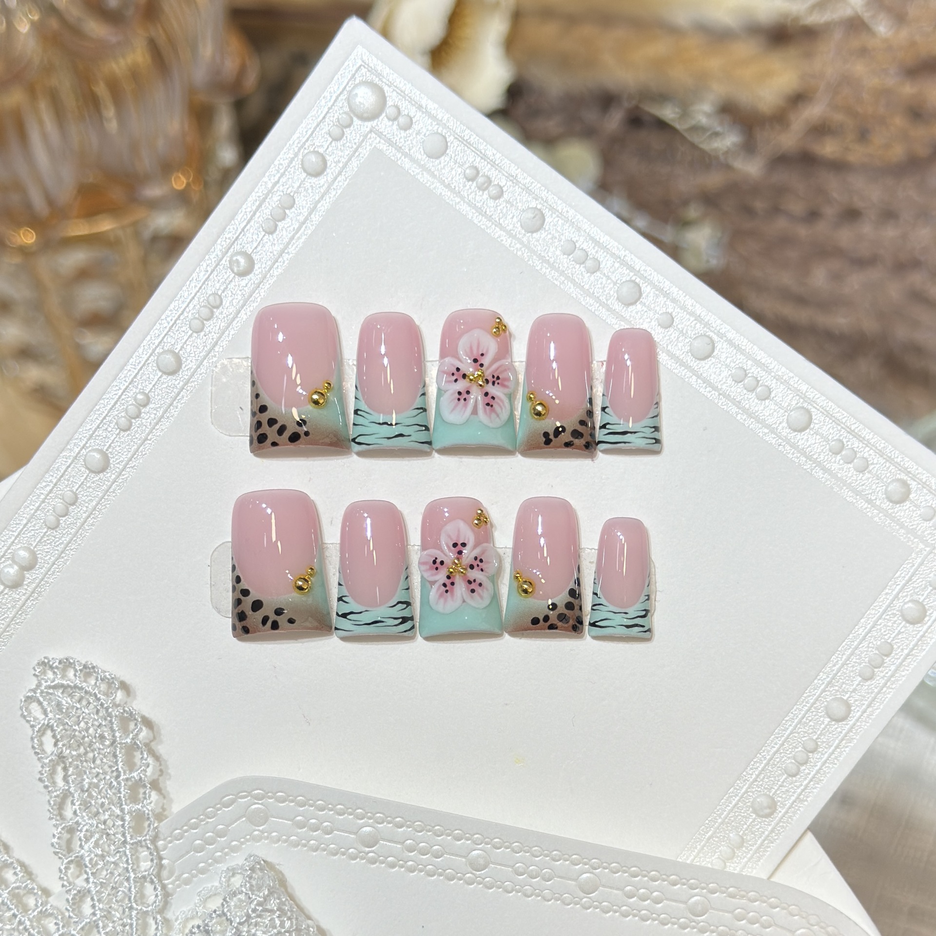 10pcs Press on Nails Duck Mout - Pressed Flower Art 리뷰 및 가격