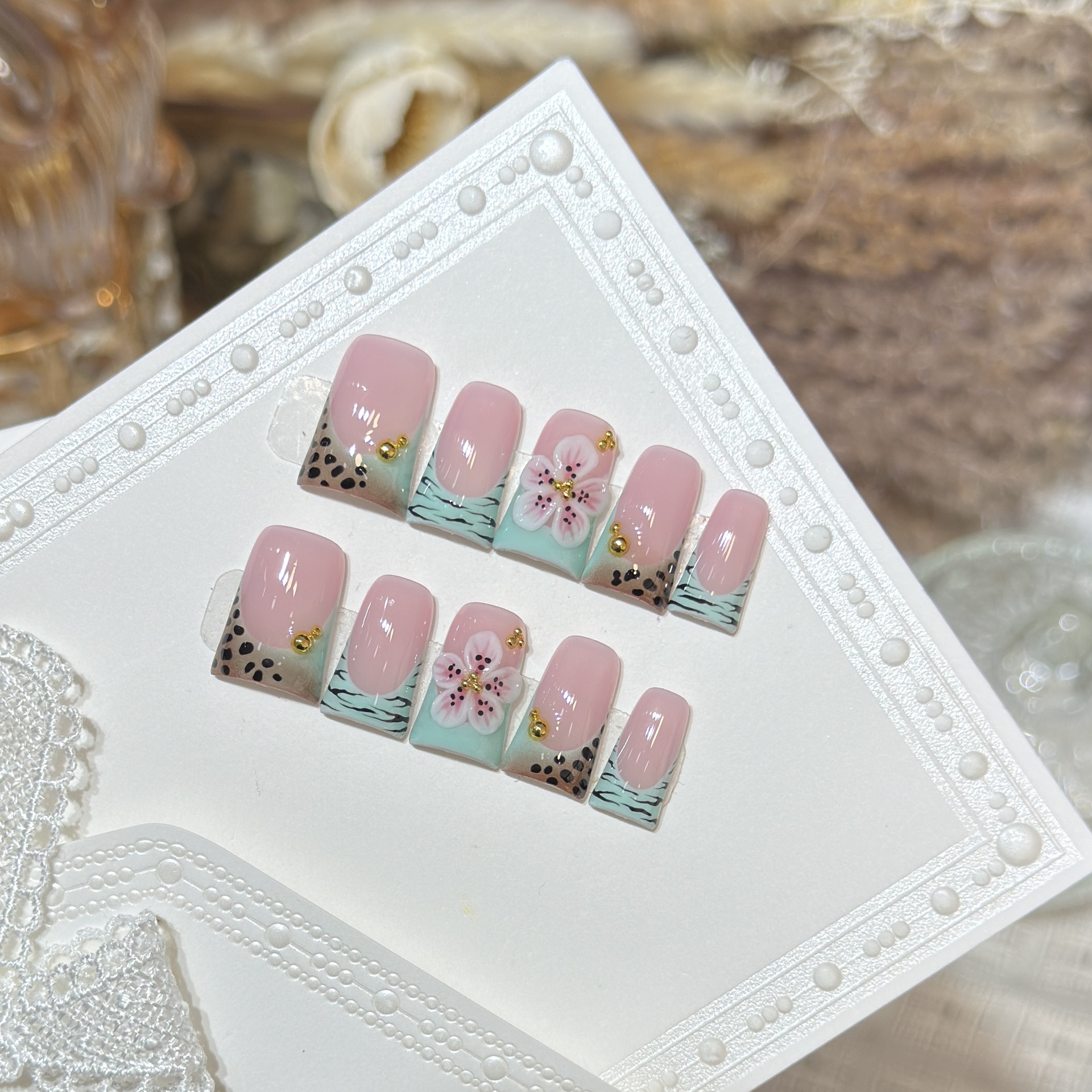 10pcs Press on Nails Duck Mout - Pressed Flower Art 리뷰 및 가격