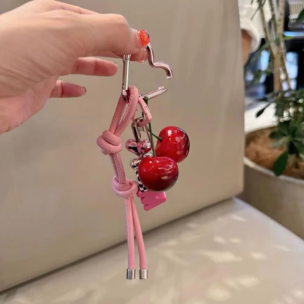 Y2k Cute Cherry Alphabet PU Le - Monogram Keychain Leather 리뷰 및 가격