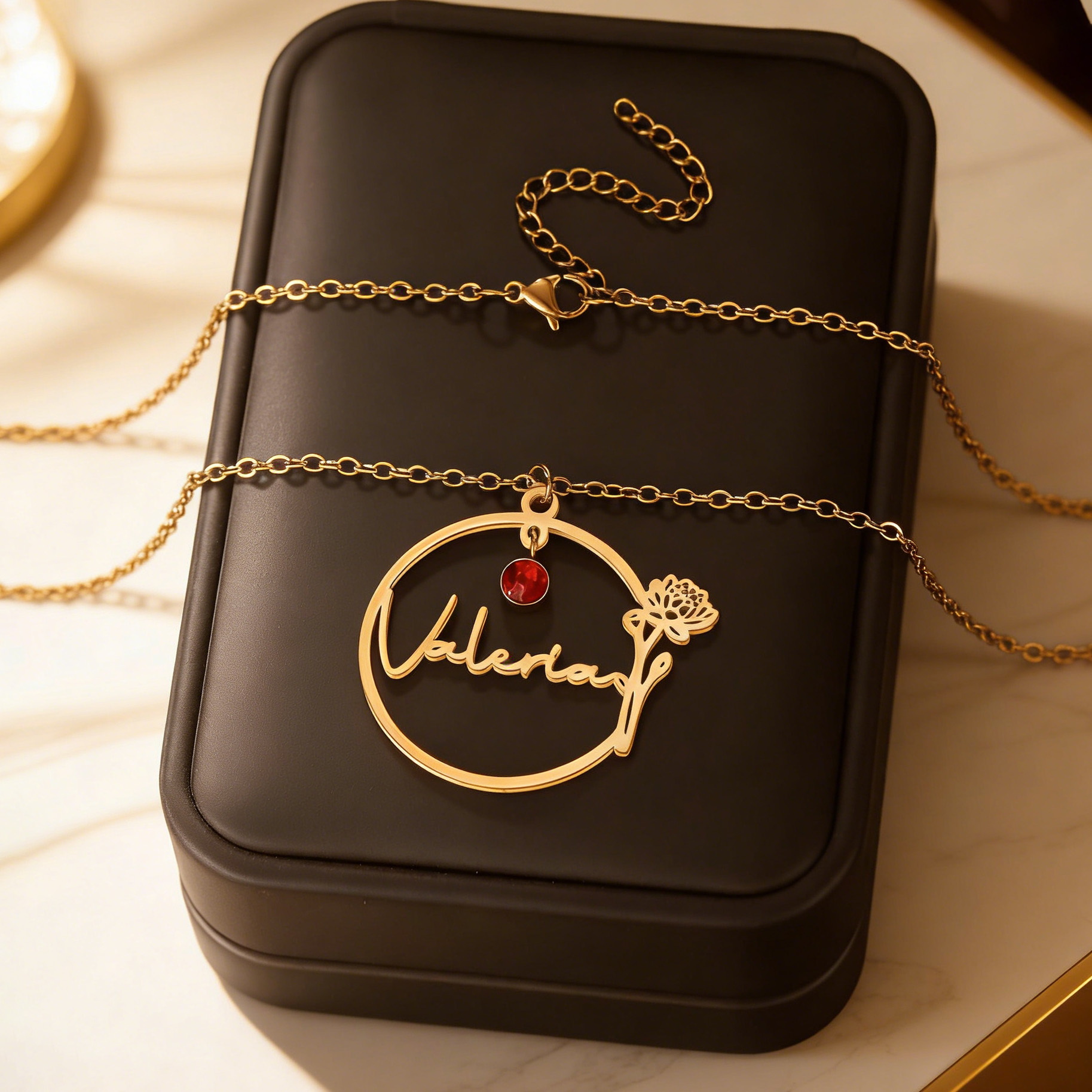 Haiyufly Custom Name Necklace  - Birth Flower Necklace 리뷰 및 가격