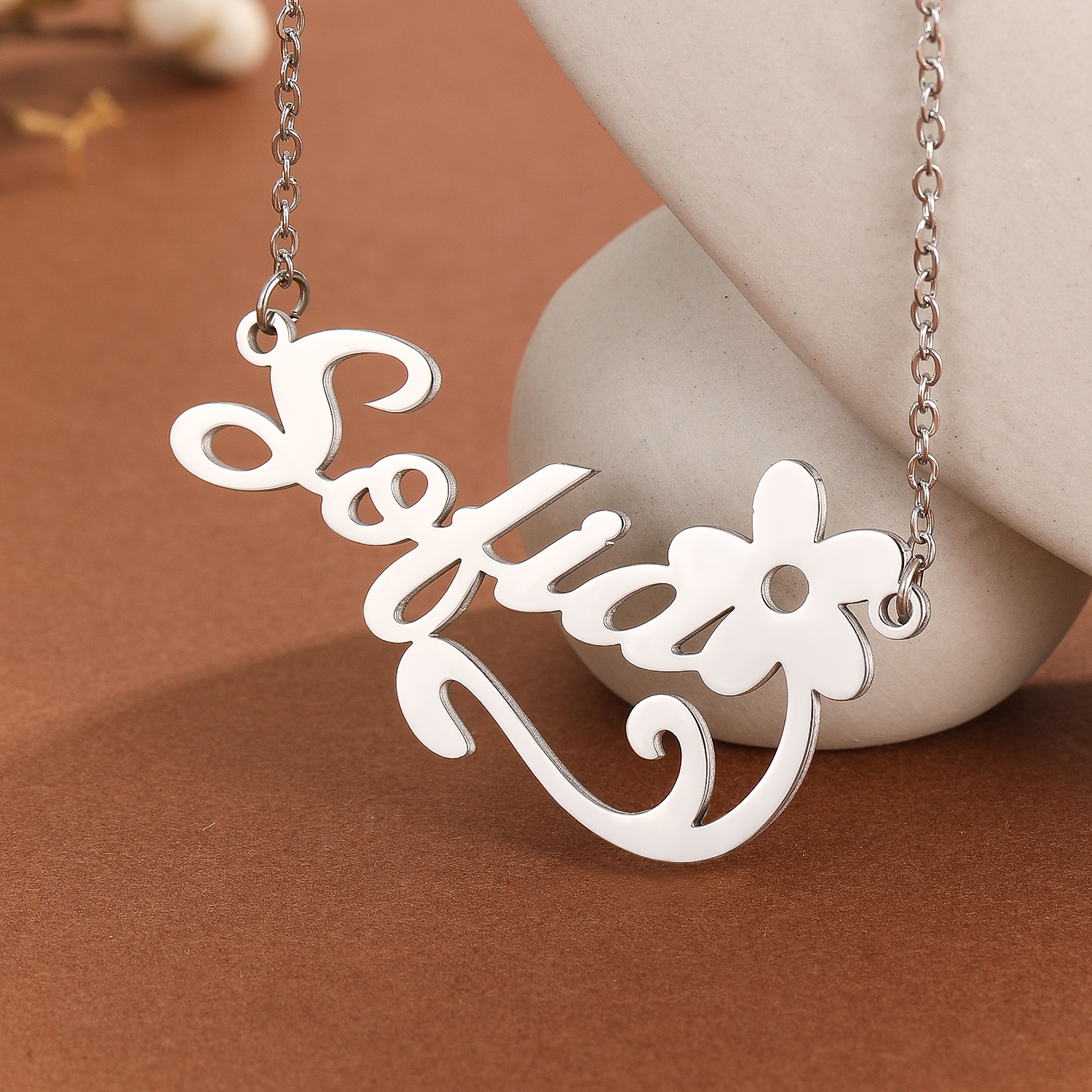 Stainless Steel Flower Letter  - Name Necklace Custom 리뷰 및 가격