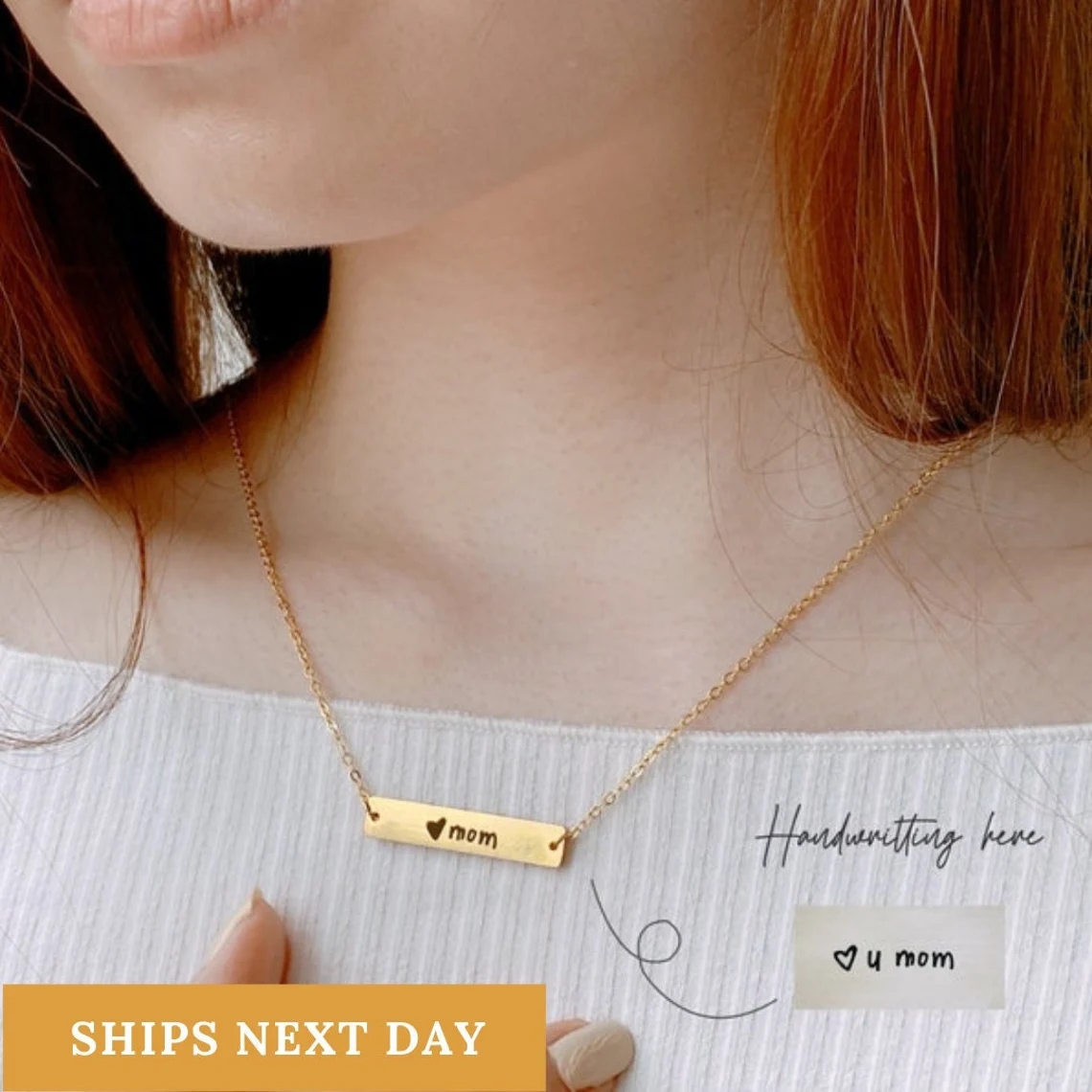 Actual Handwriting Bar Necklac - Handwriting Necklace Bar 리뷰 및 가격