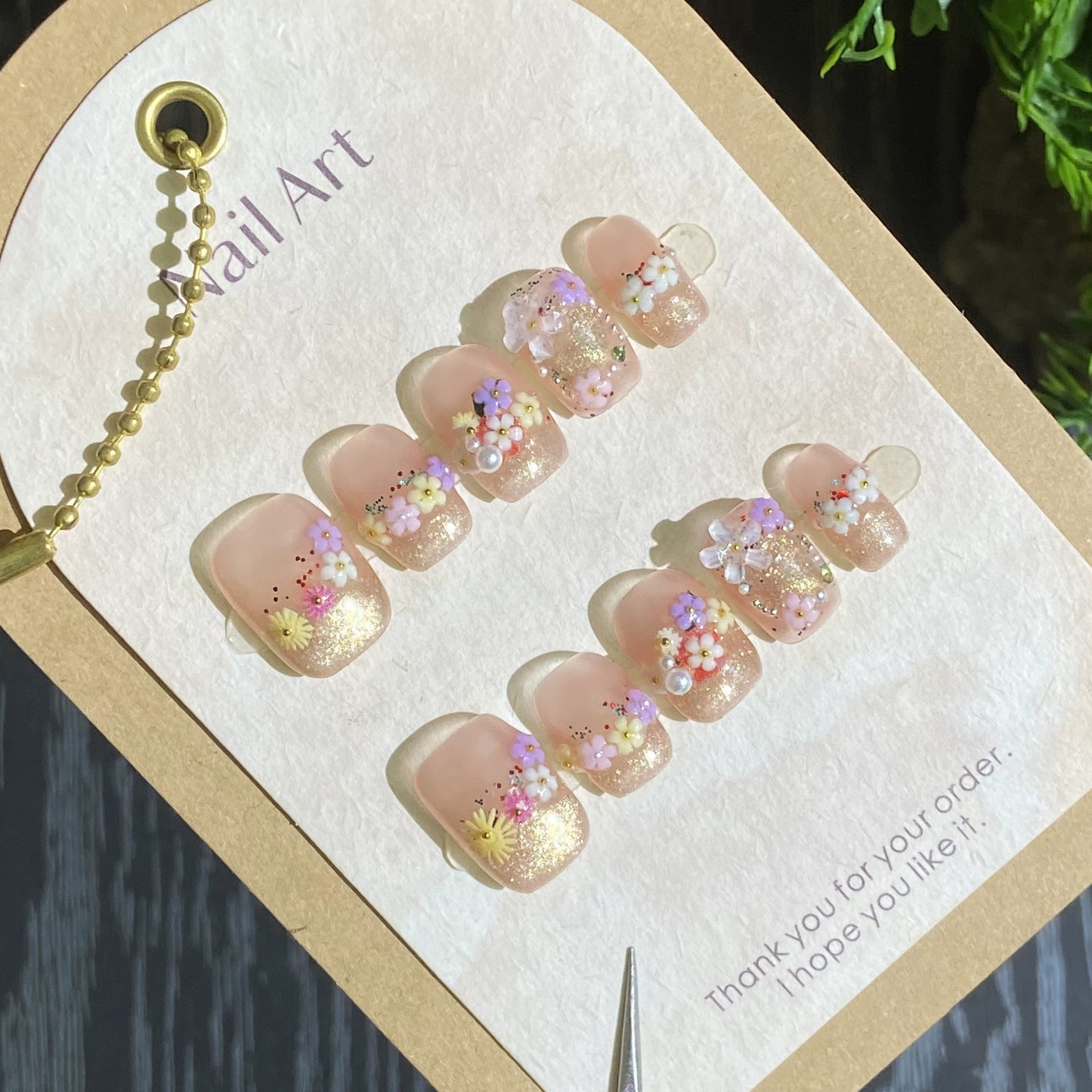 Handmade Press on Nails Summer - Pressed Flower Art 리뷰 및 가격