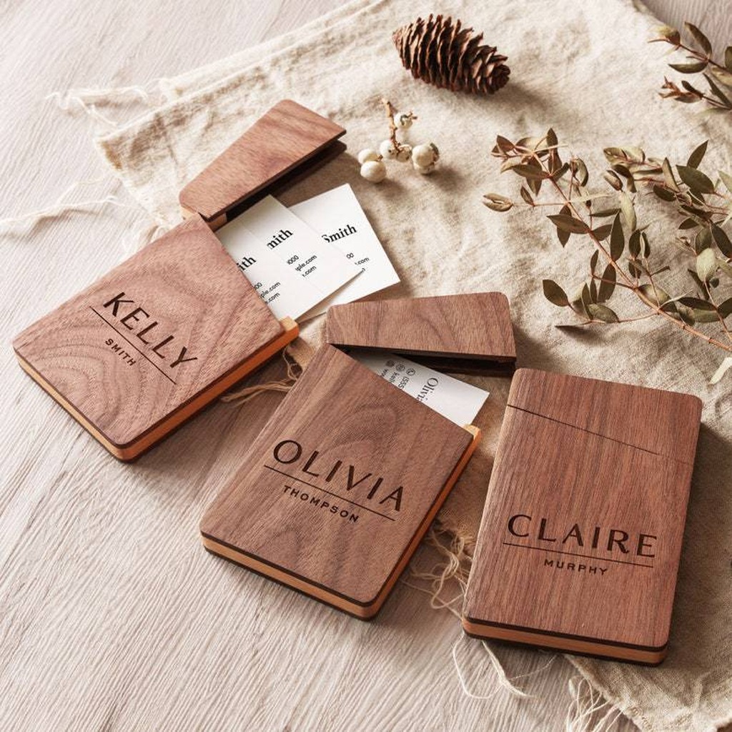 Business Card Holder Wooden Of - Personalized Name Box 리뷰 및 가격