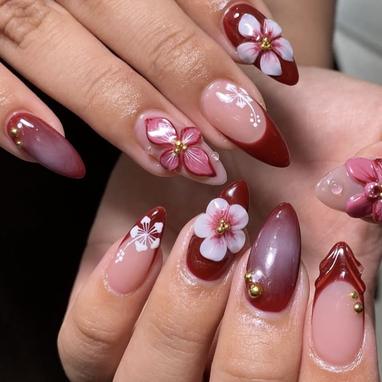 24pcs Red French Press on Nail - Pressed Flower Art 리뷰 및 가격