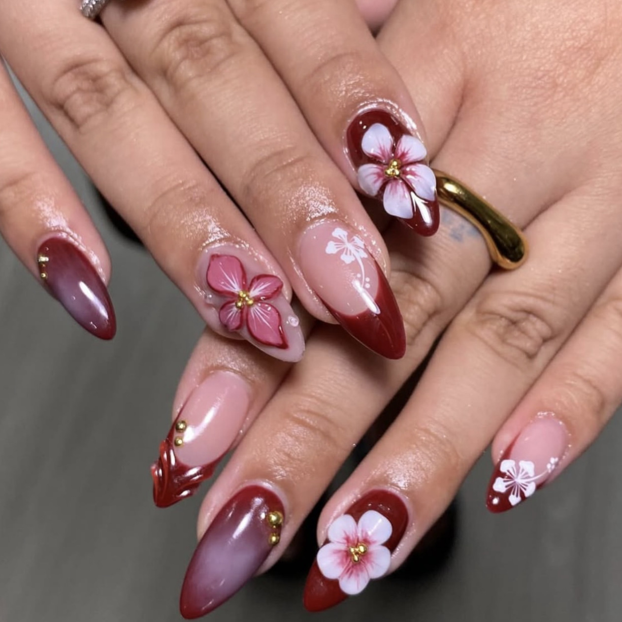 24pcs Red French Press on Nail - Pressed Flower Art 리뷰 및 가격