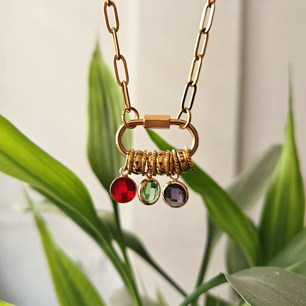 Custom Carabiner Name Charm Ne - Birth Flower Necklace 리뷰 및 가격