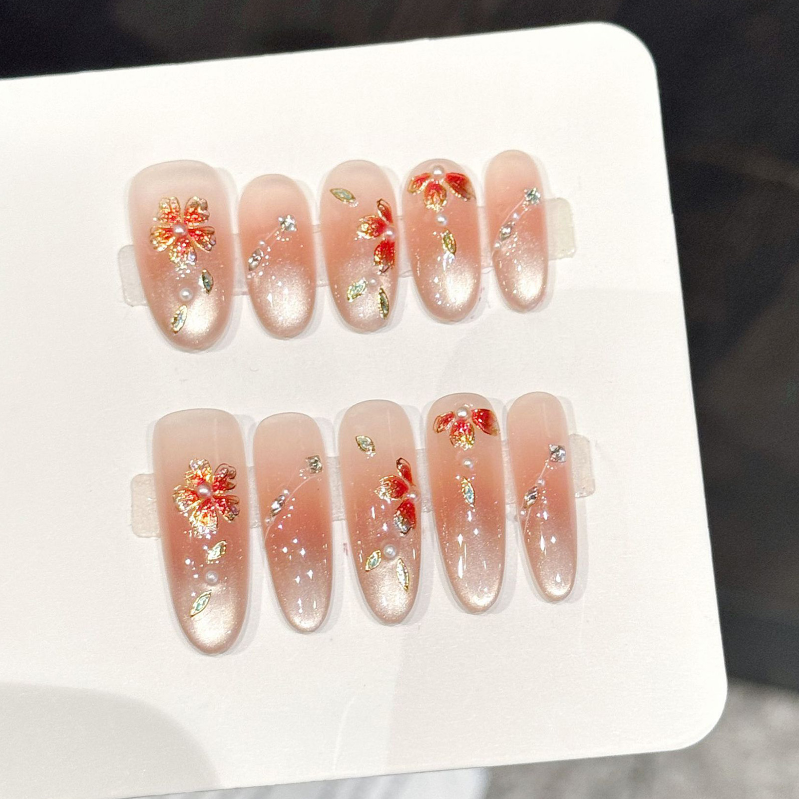 10pcs Handmade Fake Nails Pres - Pressed Flower Art 리뷰 및 가격