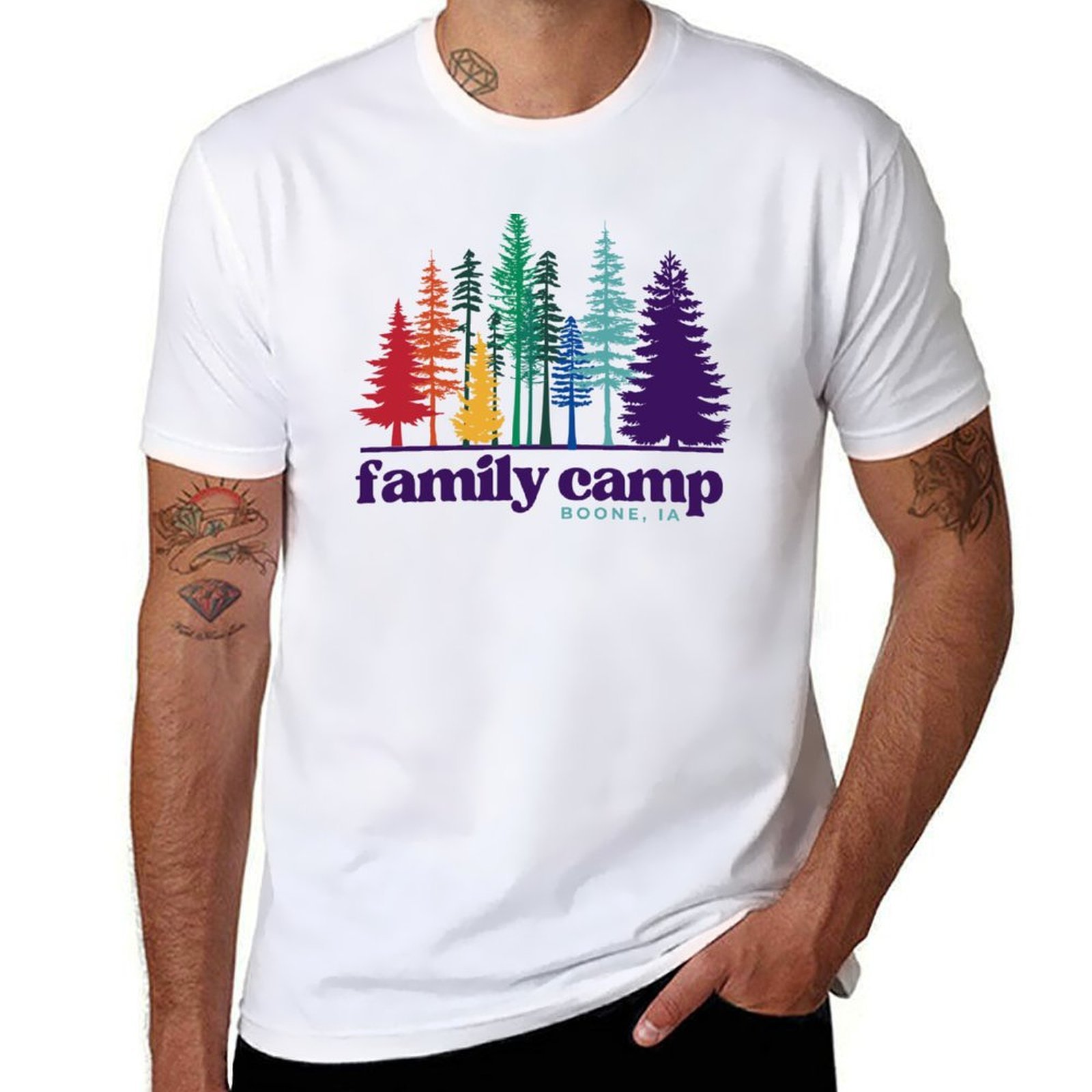 Family Camp Rainbow Trees T-Sh - Family Tree Print 리뷰 및 가격